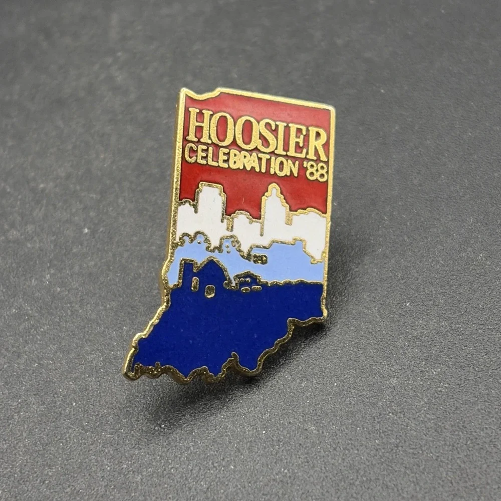 Indiana State Outline Hoosier‎ Celebration 1988 Lapel Hat Pin